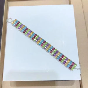 Natural Crystal/Topaz (925 Sterling Silver) Bracelet