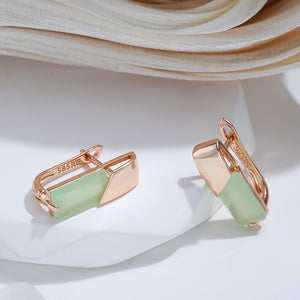 Green/Rose Gold Earrings