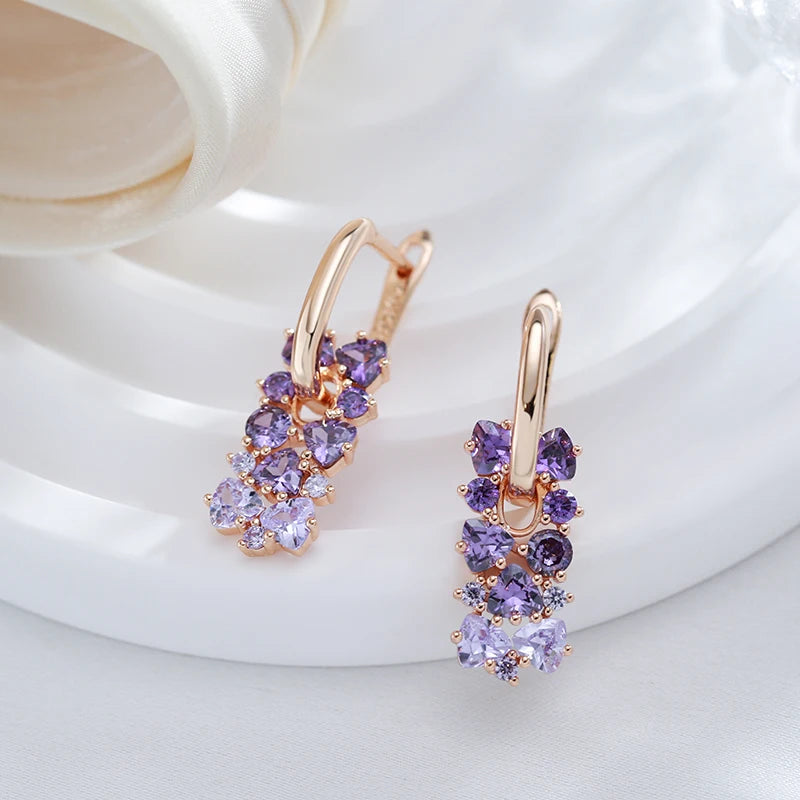 Purple Rain - Rose Gold Earrings