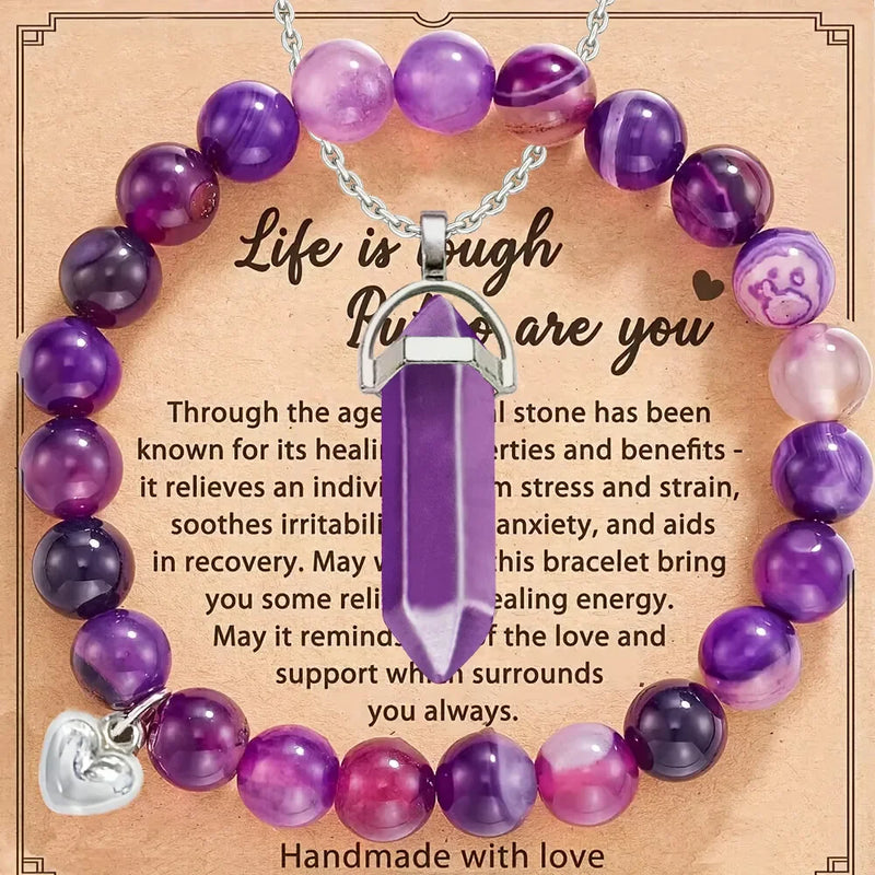 Amethyst Stress Relief (2pcs/set) Necklace/Bracelet