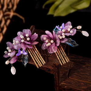 Fairy (Purple) Flower Hairpin Set