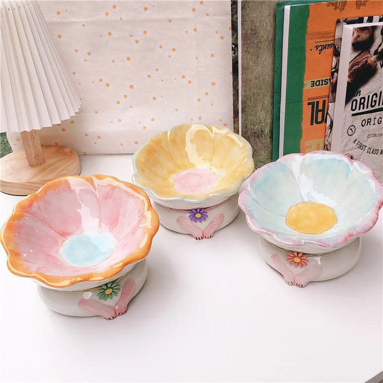 Cat High/Ceramic Food Water Bowls (USA)