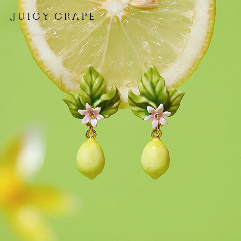 Lemon Enamel 18k Gold Earrings