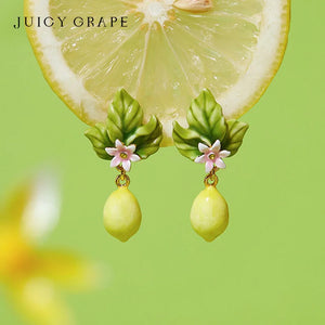 Lemon Enamel 18k Gold Earrings