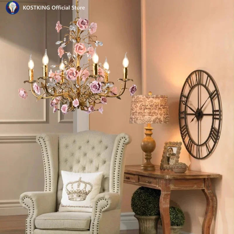 Vintage French-Rose Chandelier
