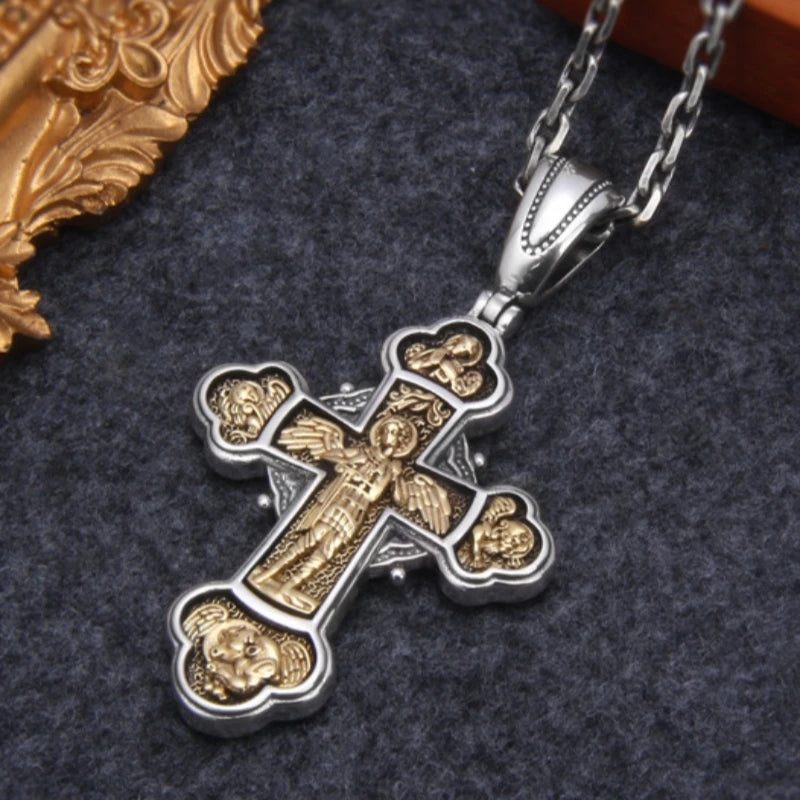 Archangel Cross S925 Sterling Pendant