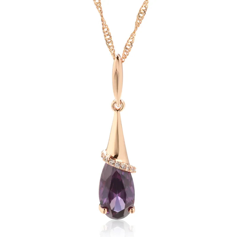 Purple Drop - Rose Gold Necklace