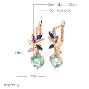 Natural Green Stone Drop Earrings