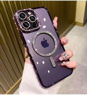 Glitter Magnetic Transparent iPhone Cases
