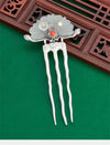 Jade Flower (S925 Sterling) Hair Stick Comb