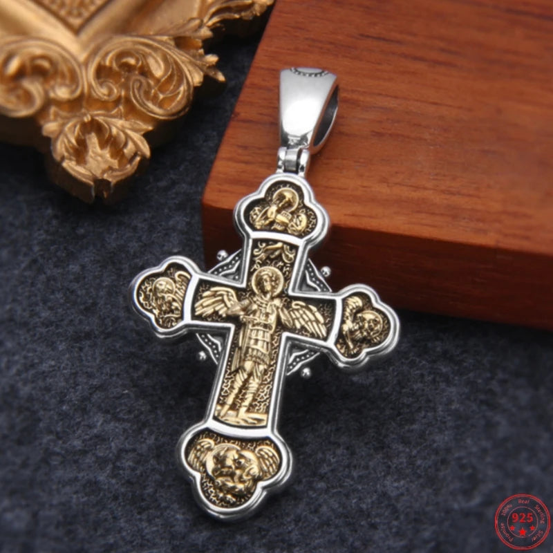 Archangel Cross S925 Sterling Pendant