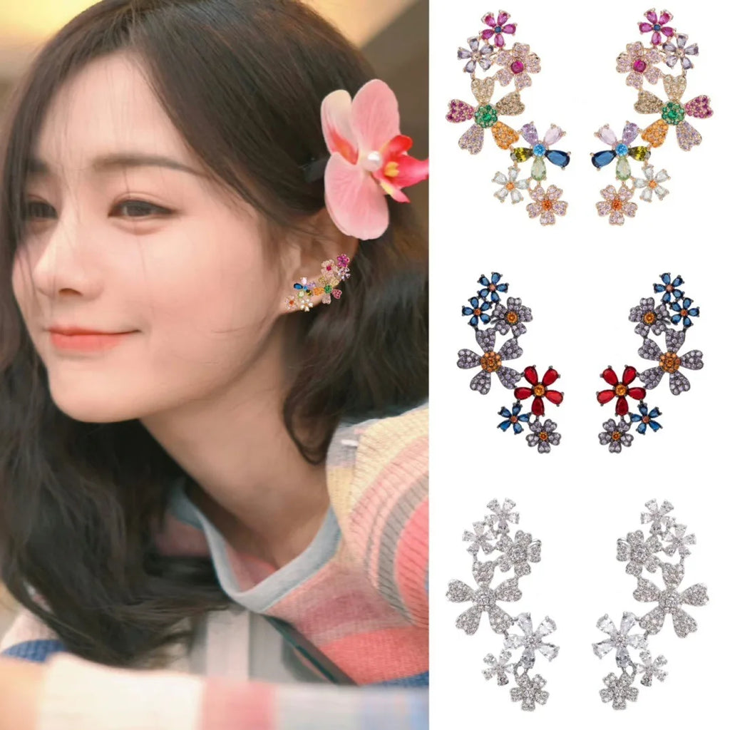 Romantic Crystal Flower Earrings