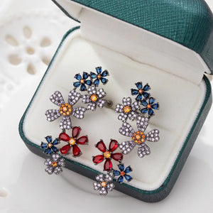Romantic Crystal Flower Earrings