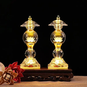 Buddha Crystal Lotus Lamps (pair)