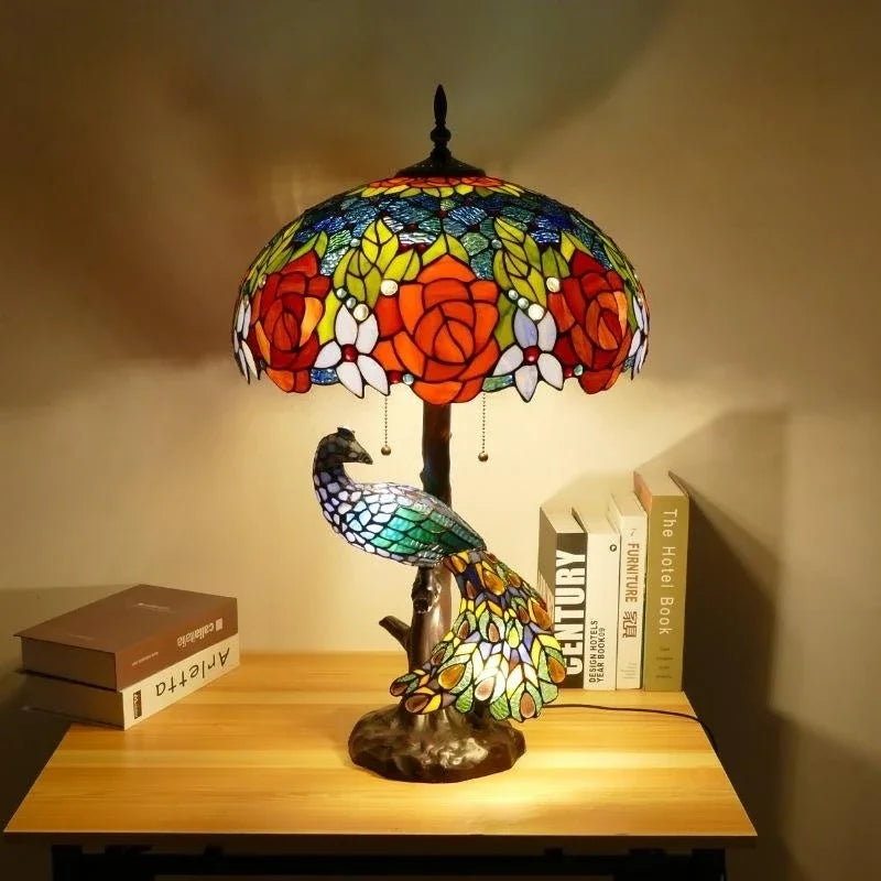 Tiffany European (Peacock) Table Lamp
