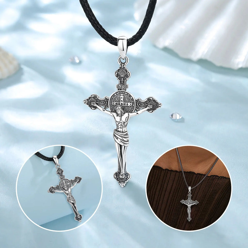 Jesus St.Benedict's (925 Sterling) Necklace