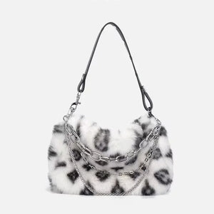 Leopard/Plush Design Handbag