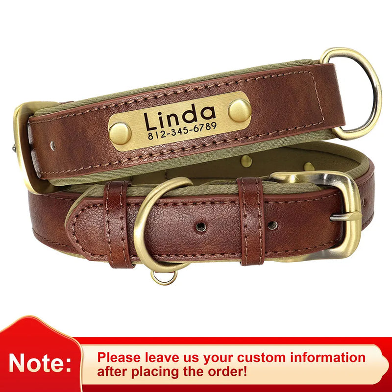 Customized Leather ID Dog Collar