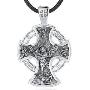 Saint Michael Cross (925 Sterling Silver) Necklace