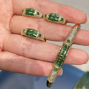 EMERALD/DIAMOND (925 Silver) Jewelry Set