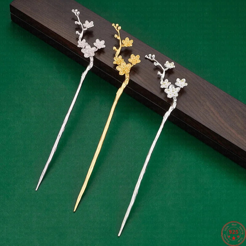 Plum Blossom (S925 Sterling) Hair Sticks