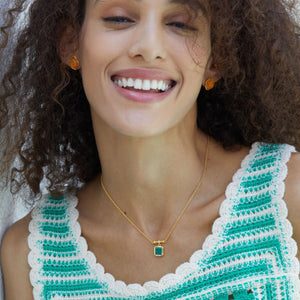 NECKLACE 18k Gold (Malachite Lapis) Gemstone