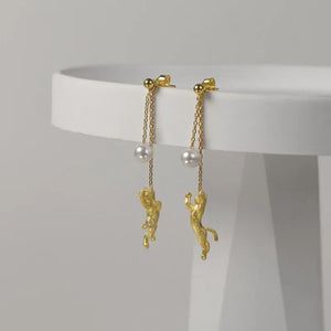 Cat Playing Ball Earrings