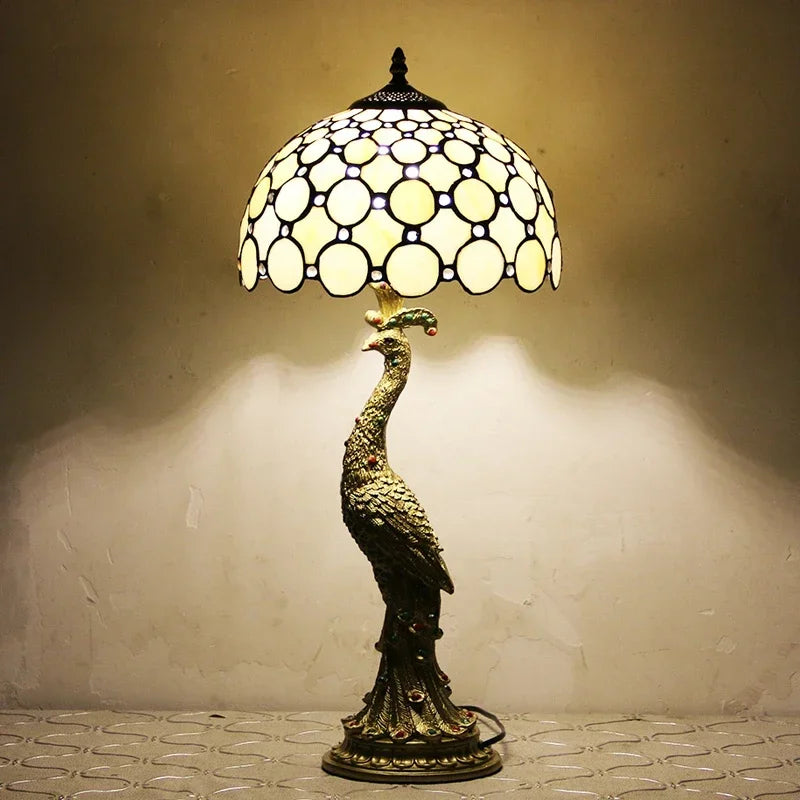 Tiffany Peacock Table Lamps