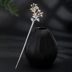 Delicate Blossom (925 Silver) Hand-Sculpted Hairpin