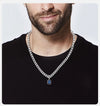 Cuban (Blue Stone) Stainless Necklace