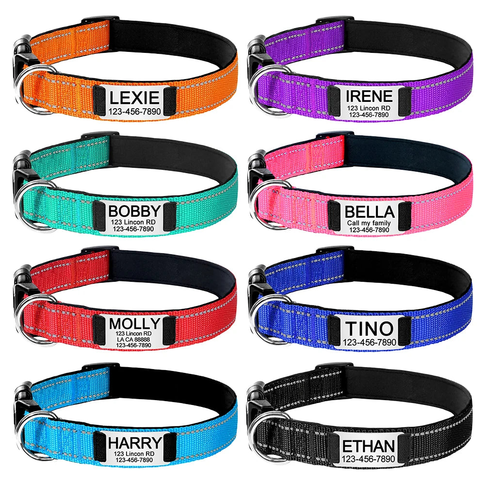 Reflective ID Dog Collars (Adjustable)
