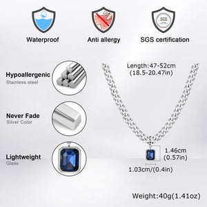 Cuban (Blue Stone) Stainless Necklace