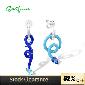 Blue Spiral Twist (925 Sterling Silver) Earrings