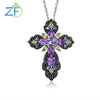 Amethyst Multicolor Cross (925 Sterling) Necklace
