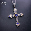 Cross Sapphire (925 Sterling Silver) Necklace