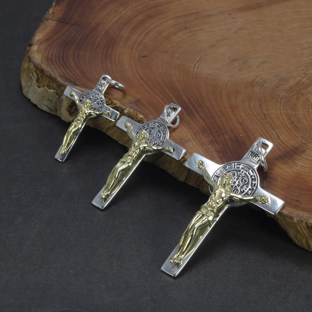 Jesus Catholic Cross (925 Sterling) Pendant