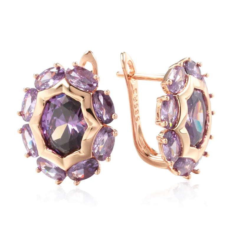 Purple Sparkle - Rose Gold Earrings