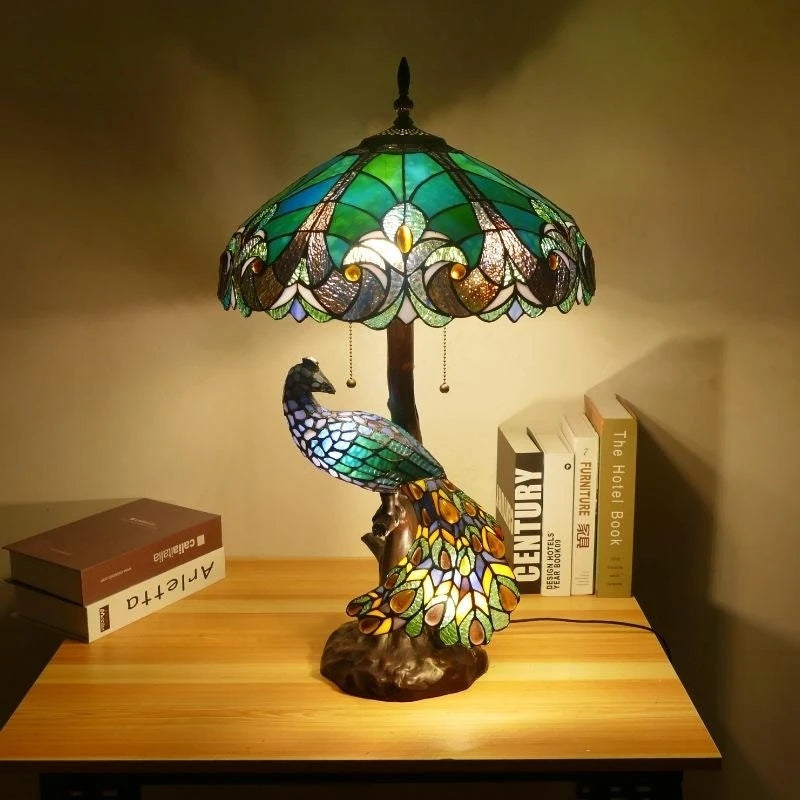 Tiffany European (Peacock) Table Lamp
