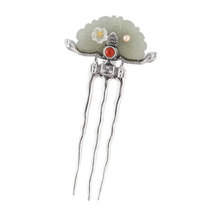 Jade Flower (S925 Sterling) Hair Stick Comb