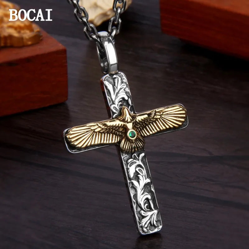Retro Eagle S925 Sterling Cross Pendant