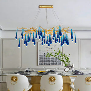 Classic Blue/Gold Lustre Chandelier