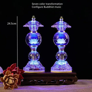 Buddha Crystal Lotus Lamps (pair)
