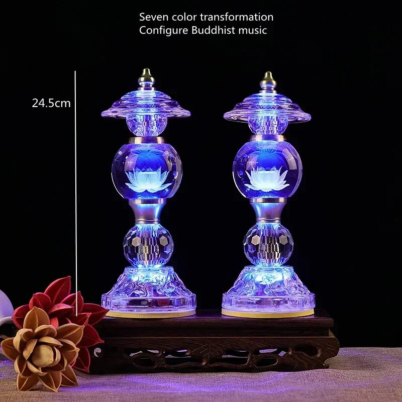 Buddha Crystal Lotus Lamps (pair)