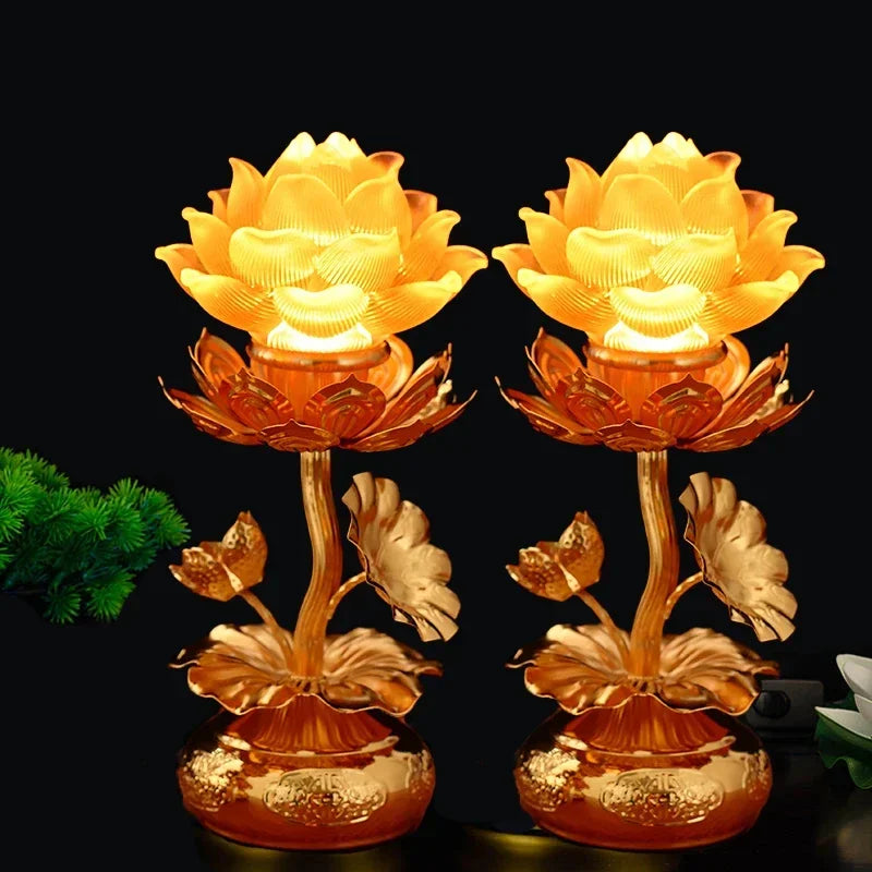 Lotus Buddha (LED) Lamps (pair)