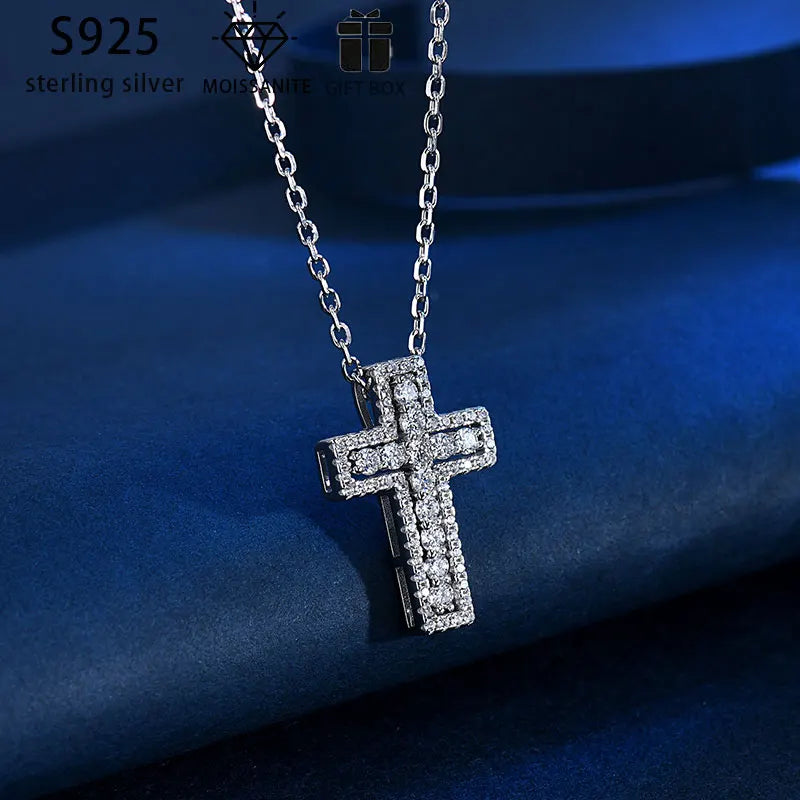 Moissanite Cross (0.6 CT) 925 Sterling Necklace