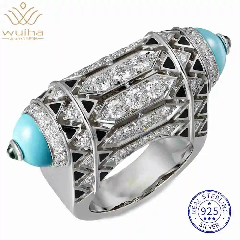 Sapphire/Blue Turquoise (925 Sterling Silver)  Ring