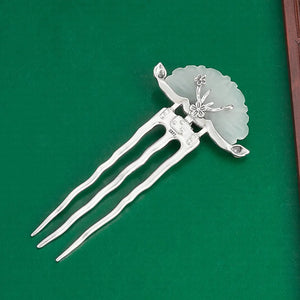 Jade Flower (S925 Sterling) Hair Stick Comb