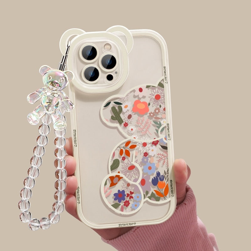 Cute Bear Flower - Case & Chain