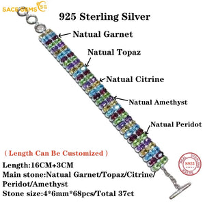 Natural Crystal/Topaz (925 Sterling Silver) Bracelet