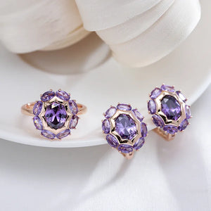 Purple Sparkle - Rose Gold Earrings